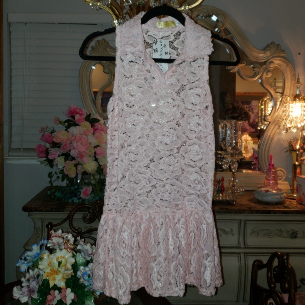 Pink long lace top brand new